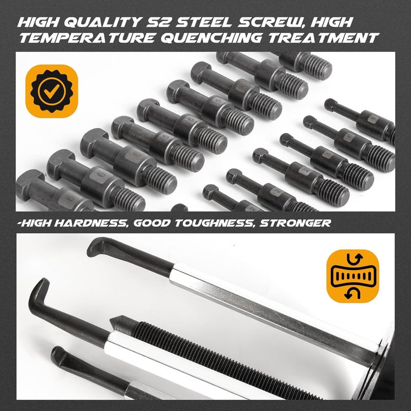 DISEN Bearing Puller, 35-in-1 Blind Bearing Puller Kit, Bearing Removal Tool for Ball Bearings with Wrench and Case (Refer to The Video for Installation and Usage) - Orange - Image 3